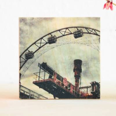 Zeche Zollverein Riesenrad, Fotografie auf hochwertiger Multiplex Platte, Einzelstück, Transferdruck, handmade