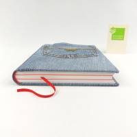 Notizbuch, Jeans Upcycling, DIN A5, 300 Seiten, Recycling-Papier, Tagebuch Bild 2