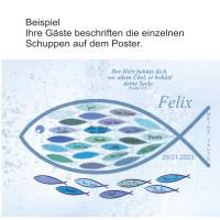 Gästebuch Poster Personalisierbar mit Namen zur Taufe Kommunion Konfirmation Fisch Nr-422 Bild 4