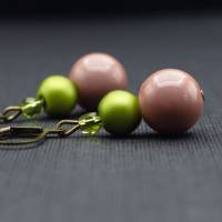 Ohrringe, Perlen, braun, olivgrün Bild 1