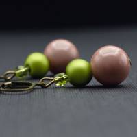 Ohrringe, Perlen, braun, olivgrün Bild 5
