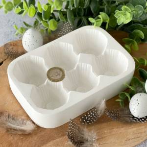 weißer Eierkarton aus Keramikgießmasse, passend für 6 Hühnereier Bild 2