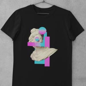 T-Shirt moderne Kunst Marmor Statue Musik Vibes schwarz bedrucktes T-Shirt Baumwolle DTF Druck Bild 1