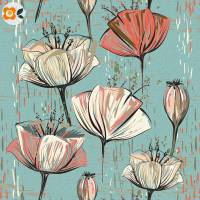 10 oder 20 Untersetzer für Getränke Vintage Blumenwelt mit Banderole, Glasuntersetzer aus Naturpapier mit Mohnblumen Bild 1
