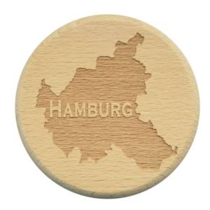 Bierglasdeckel Hamburg Gravur norddeutsch maritim - Gläserdeckel aus Buche - Geschenkidee für Hanseaten Bild 1