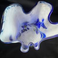 Glas Vase blau weiß Bild 4