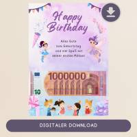 Geldgeschenk Geburtstagskarte "Happy Birthday" Wunscherfüller | Geldgeschenk für Kinder | digitaler Download | P Bild 1