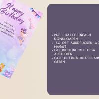 Geldgeschenk Geburtstagskarte "Happy Birthday" Wunscherfüller | Geldgeschenk für Kinder | digitaler Download | P Bild 2
