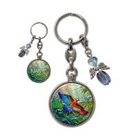 Metall Schlüsselanhänger mit Name und Papagei Motiv | abnehmbarer Schutzengel in 3 Farben zur Auswahl Bild 6