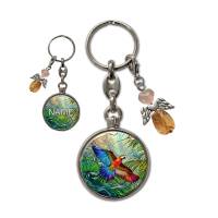 Metall Schlüsselanhänger mit Name und Papagei Motiv | abnehmbarer Schutzengel in 3 Farben zur Auswahl Bild 7