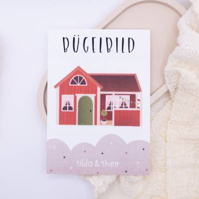 Bügelbild Schweden Haus Aufnäher Skandinavien Shirt Geschenk Shirt verzieren Iron On Patch Schwedenhaus Geschenk T-Shirt