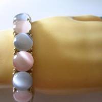 Katzenauge Armband, Perlen Armband, mit Metallfassungen, elastisch Bild 1