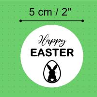 HAPPY EASTER Sticker Aufkleber schwarz weiß 5cm Ostern Hase im Osterei, Klebepunkt weiß, by BuntMixxDESIGN Bild 2