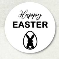 HAPPY EASTER Sticker Aufkleber schwarz weiß 5cm Ostern Hase im Osterei, Klebepunkt weiß, by BuntMixxDESIGN Bild 3