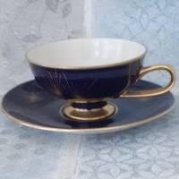 Vintage Gedeck für Tee / Kaffee, Sammelgedeck,  Kronach O C A Bavaria  Feuerwerk  Echt Kobalt Bild 2