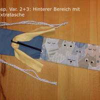 Flötentasche mit Namen, Flötenbeutel - Katzen personalisierbar  (mit optionalen Zubehörfach / Futter / Halsband) Bild 3
