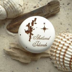 Möbelknauf Shetlandinseln Gravur Buche Shetland Islands Schottland schottisch inkl. Schraube Bild 1