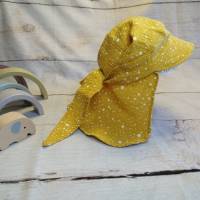 Kopftuch Bandana, Musselin gelb mit Punkte, KU: 40-56 cm Bild 1