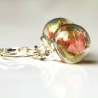 Schmuckset Blüten Moos Ginster mit Herz Edelstahl Kette und Ohrringe als florales Geschenk für sie Bild 3