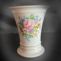 Porzellan Vase  weiß mit Blumen Bild 1