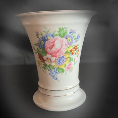 Porzellan Vase  weiß mit Blumen 