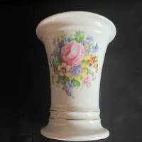 Porzellan Vase  weiß mit Blumen Bild 2