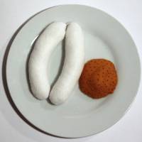 Weißwürste mit Brezel und süßen Senf aus Filz handgenäht für die Kinderküche, Kaufladen, Spielküche Bild 9