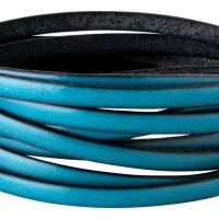 1m Flaches Lederband Wasserblau (schwarzer Rand) 5x2mm hochwertiges Rindleder Made in Spain Bild 1