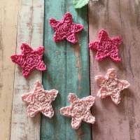Gehäkelte Sterne aus Baumwolle, 3 Stück in rosa oder pink, Häkelsterne, Applikationen Sternchen Bild 2