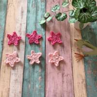 Gehäkelte Sterne aus Baumwolle, 3 Stück in rosa oder pink, Häkelsterne, Applikationen Sternchen Bild 3