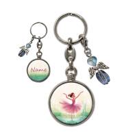 Metall Schlüsselanhänger mit Name und Ballerina Motiv | abnehmbarer Schutzengel in 3 Farben zur Auswahl Bild 7