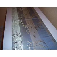 Stylischer Tischläufer, Jacquard, Streifen und Blumenranken in eisblau, 40x140cm waschbar bis 40° Bild 1