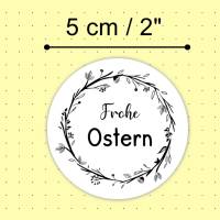 Sticker Aufkleber FROHE OSTERN Blütenkranz schwarz weiß 5cm Osterfest Etikett rund, made by BuntMixxDESIGN Bild 2