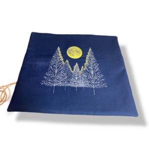 Stricknadeltasche Canvas dunkelblau Stickerei Wald Bild 1