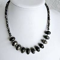 schwarzer Sonnenstein Halskette Damen, schwarze Edelsteinkette Bild 3