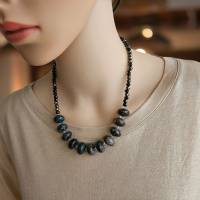 schwarzer Sonnenstein Halskette Damen, schwarze Edelsteinkette Bild 8