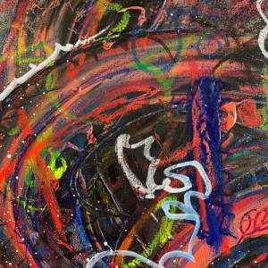 Originales Acryl Gemälde "Urban Feels" - 40x40cm - Graffiti Style | Ausdrucksstark & farbenfroh abstrakt in schw Bild 6