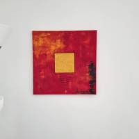 Abstraktes Acryl Bild, Acrylmalerei auf Leinwand, Wandbild mit Acrylfarben in Rot, handgemaltes Gemälde, Unikat Bild 1