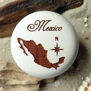 Möbelknauf Mexico Gravur in Buche Möbelknopf mexikanisch Möbelkunst inkl. Schraube Bild 1
