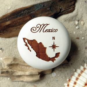 Möbelknauf Mexico Gravur in Buche Möbelknopf mexikanisch Möbelkunst inkl. Schraube Bild 3