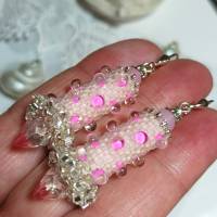 Ohrringe rosa Rosenquarz Glasperlen Silber handgemacht Ostergeschenk Osterhase Bild 5