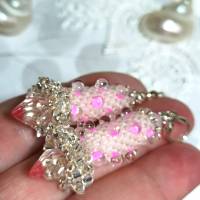 Ohrringe rosa Rosenquarz Glasperlen Silber handgemacht Ostergeschenk Osterhase Bild 6