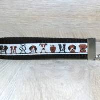 Schlüsselband Schlüsselanhänger schwarz Hunde beige  Geschenk Schulanfang Geburtstag Anhänger Haustürschlüssel Bild 2