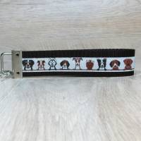 Schlüsselband Schlüsselanhänger schwarz Hunde beige  Geschenk Schulanfang Geburtstag Anhänger Haustürschlüssel Bild 3