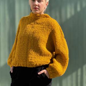 Mohair Alpaca Sweater Handgestricktes Einzelstück, softer Strick mit Stehkragen Bild 1