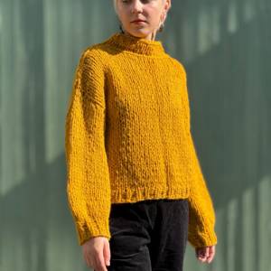 Mohair Alpaca Sweater Handgestricktes Einzelstück, softer Strick mit Stehkragen Bild 7