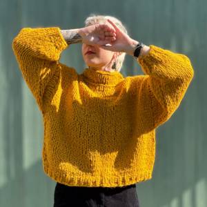 Mohair Alpaca Sweater Handgestricktes Einzelstück, softer Strick mit Stehkragen Bild 9