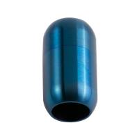 Edelstahl Magnetverschluss Blau 21x12mm (ID 8mm) gebürstet für rundes Leder und Bänder Bild 3