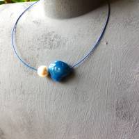Modischer Hals Reif mit Blue Ocean Achat und Muschelkern Perle. Ideal als Geschenk für einen Lieben Menschen. Bild 6