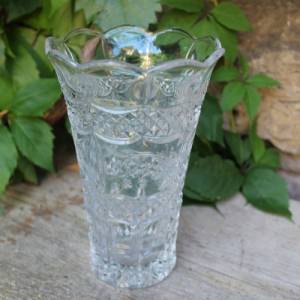 Vase Kristallglas 18 cm Wellenrand 60er 70er Jahre Bild 1